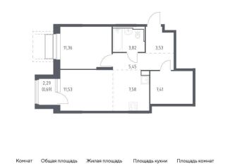 1-комнатная квартира на продажу, 51.4 м2, Московская область, жилой комплекс Долина Яузы, 3