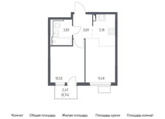 Продам однокомнатную квартиру, 33.4 м2, село Остафьево, жилой комплекс Остафьево, к15