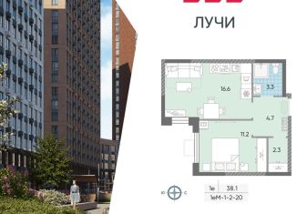 Продам однокомнатную квартиру, 38.1 м2, Москва, метро Солнцево