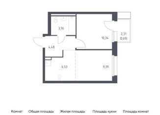 Продается 1-комнатная квартира, 35.2 м2, поселение Филимонковское, жилой комплекс Квартал Марьино, к2