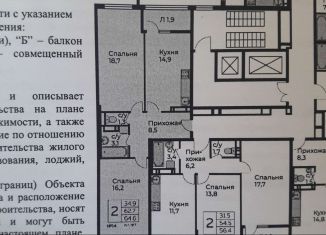 Двухкомнатная квартира на продажу, 64.9 м2, деревня Столбово, проспект Куприна, 36к2