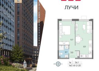 Продается 1-ком. квартира, 36.1 м2, Москва, метро Солнцево, жилой комплекс Лучи, к15