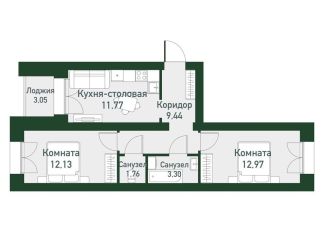 Продаю 2-комнатную квартиру, 54.8 м2, Екатеринбург, Ленинский район