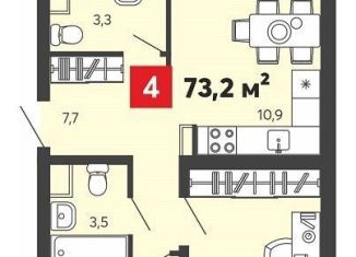 Продается 4-комнатная квартира, 73.2 м2, село Засечное, ЖК Радужные Дворы