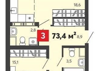 3-ком. квартира на продажу, 73.4 м2, Пензенская область