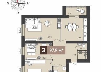 Продам 3-комнатную квартиру, 97.9 м2, Пензенская область