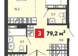 Продажа 3-комнатной квартиры, 79.2 м2, село Засечное