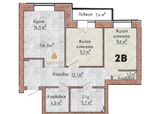 1-комнатная квартира на продажу, 58.3 м2, Тольятти, ЖК Гринвуд