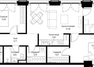 3-комнатная квартира на продажу, 91.4 м2, Москва, Проектируемый проезд № 4089, ЖК Сити Бэй