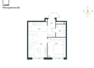 Продается 2-комнатная квартира, 39.2 м2, Москва, жилой комплекс Левел Мичуринский, к7, метро Мичуринский проспект
