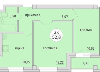 Продаю двухкомнатную квартиру, 52.8 м2, Новосибирск, Тульская улица, ЖК Тульский