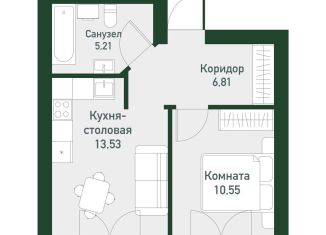 Однокомнатная квартира на продажу, 37.9 м2, Екатеринбург, Ленинский район