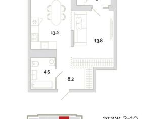 Однокомнатная квартира на продажу, 40.8 м2, Пензенская область