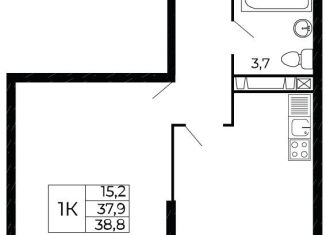 Продам 1-комнатную квартиру, 38.8 м2, Ростовская область, проспект Маршала Жукова, 26к5