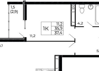 Продам 1-комнатную квартиру, 37.4 м2, Ростовская область, проспект Маршала Жукова, 26к5