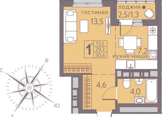 Продается квартира студия, 30.6 м2, Пермь, ЖК Погода, Серебристая улица, 7