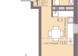 Продается квартира студия, 29.7 м2, Пермь, Серебристая улица, 7, Мотовилихинский район