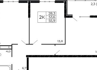 Продажа двухкомнатной квартиры, 55.9 м2, Ростовская область, проспект Маршала Жукова, 26к5