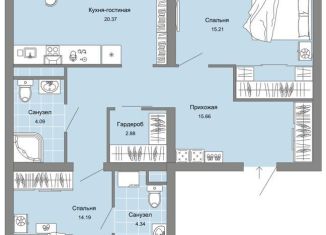 3-комнатная квартира на продажу, 81 м2, Ульяновск, ЖК Ультраград