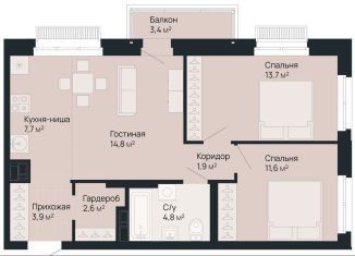 Продам двухкомнатную квартиру, 62 м2, Нижний Новгород, метро Стрелка