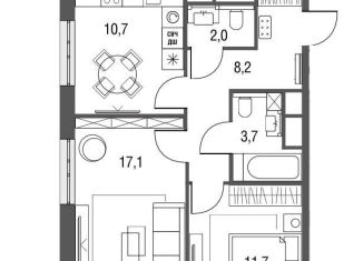 Продаю 2-ком. квартиру, 55.4 м2, Москва, Открытое шоссе (дублёр), район Метрогородок