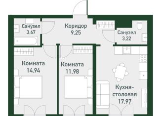 Продам 2-комнатную квартиру, 61.4 м2, Екатеринбург, метро Чкаловская