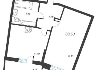 Продам 1-комнатную квартиру, 41.5 м2, Мурино