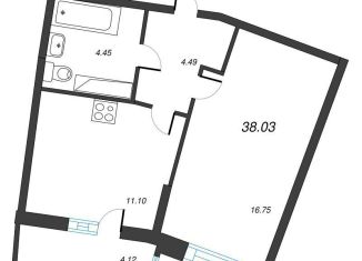 Продажа 1-комнатной квартиры, 40.9 м2, Мурино
