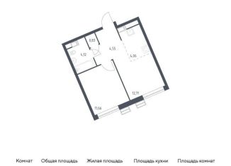Продается однокомнатная квартира, 37.9 м2, поселение Мосрентген, жилой комплекс Квартал Румянцево, к1