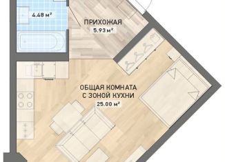 Продается 1-комнатная квартира, 38.1 м2, Екатеринбург, ЖК Просторы