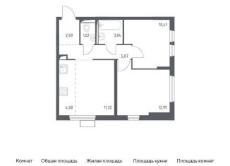 Двухкомнатная квартира на продажу, 51.8 м2, село Остафьево, жилой комплекс Остафьево, к13
