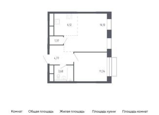 Продам однокомнатную квартиру, 43.4 м2, Балашиха, жилой квартал Новоград Павлино, к6