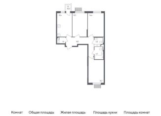 Трехкомнатная квартира на продажу, 72.4 м2, Московская область