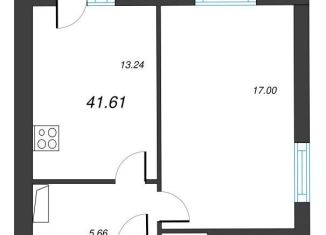 1-комнатная квартира на продажу, 43.7 м2, Мурино