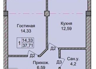 Продается 1-ком. квартира, 37.7 м2, Нальчик, улица Хужокова, 81, район Колонка