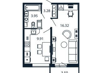 Продажа однокомнатной квартиры, 34.5 м2, Мурино
