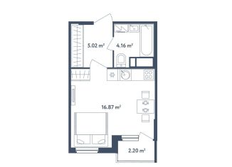 Продаю квартиру студию, 27.2 м2, Московская область