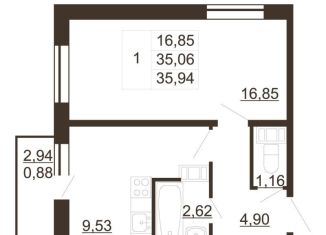 Однокомнатная квартира на продажу, 35.9 м2, Ленинградская область, улица Хохлова, 16