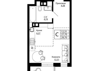 Продается квартира студия, 29.3 м2, Ростов-на-Дону, улица Текучёва, 370/2