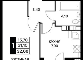 Продаю 1-ком. квартиру, 32.6 м2, Ростов-на-Дону, Первомайский район