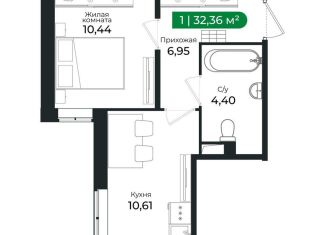 Продается однокомнатная квартира, 32.4 м2, Ленинградская область, Центральная улица, 13