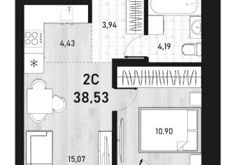 Продажа 2-ком. квартиры, 38.5 м2, Новосибирск, Пермская улица, 12к2, метро Студенческая