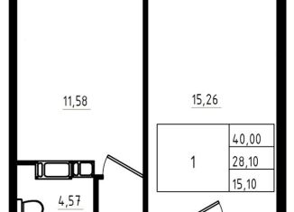 1-комнатная квартира на продажу, 38.4 м2, Ленинградская область, улица Шоссе в Лаврики, 78к1