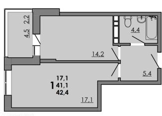 Продается 1-ком. квартира, 41.1 м2, Ростовская область