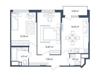 Продажа 3-комнатной квартиры, 57.4 м2, Московская область