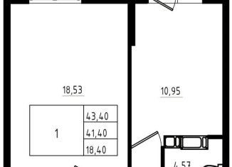 Продается 1-ком. квартира, 41.7 м2, Ленинградская область, улица Шоссе в Лаврики, 78к1