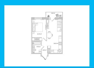 Продается 1-комнатная квартира, 44.4 м2, деревня Новосаратовка