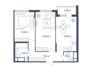 Продам 2-ком. квартиру, 54.2 м2, поселок Мещерино