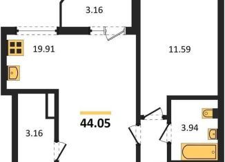 Продам 1-ком. квартиру, 44 м2, Воронежская область