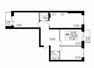 Продам 3-ком. квартиру, 73.8 м2, поселок Романовка, шоссе Дорога Жизни, 147к4